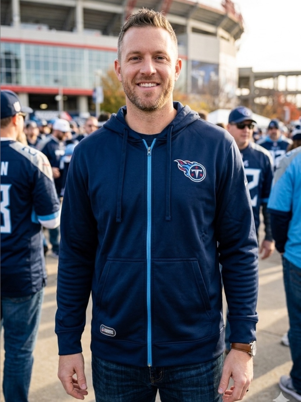 NFL | Tennessee Titans Navy Blue Full-Zip Hoodie | Sz L